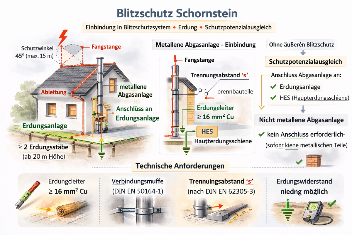 Blitzschutz Schornstein