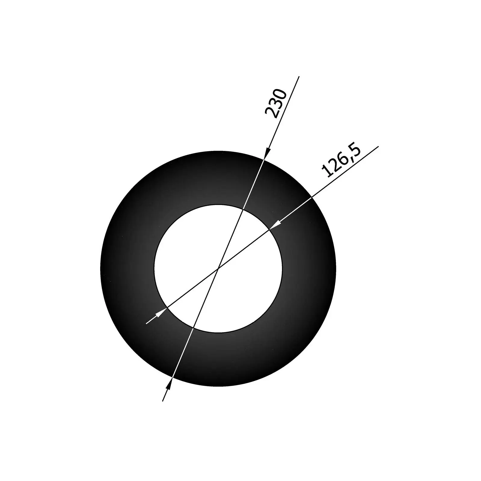 Wandrosette Randbreite 52 mm, schwarz