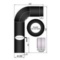 Rauchrohrset Fullform 90° 700 x320 mm mit Drosselklappe + Putztür