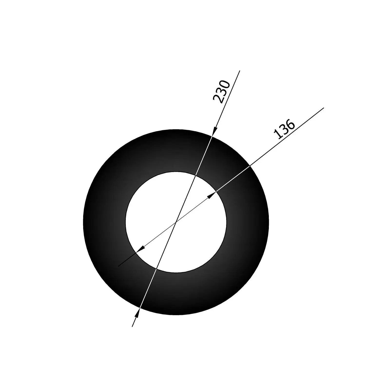Wandrosette Randbreite 52 mm, schwarz