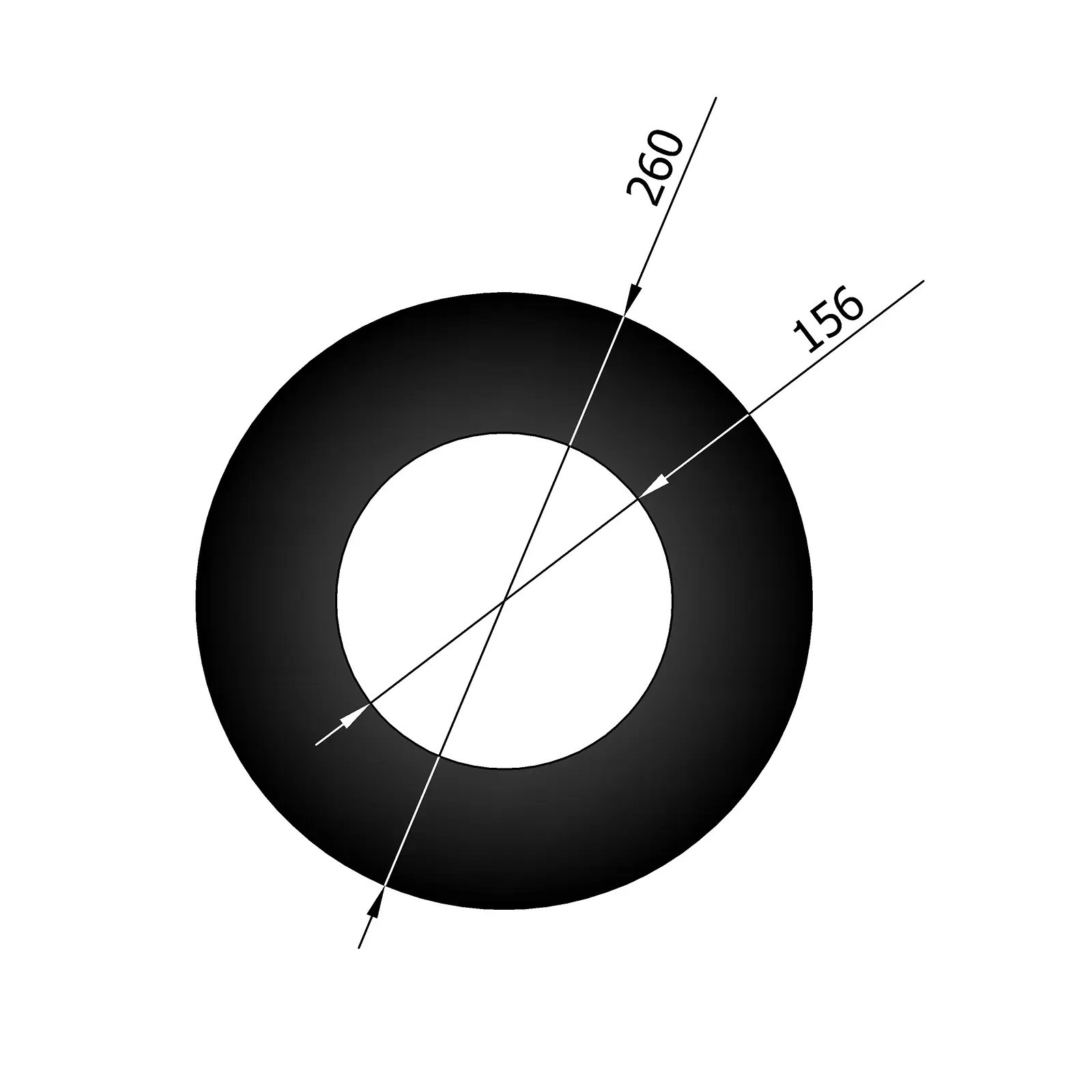 Wandrosette Randbreite 52 mm, schwarz