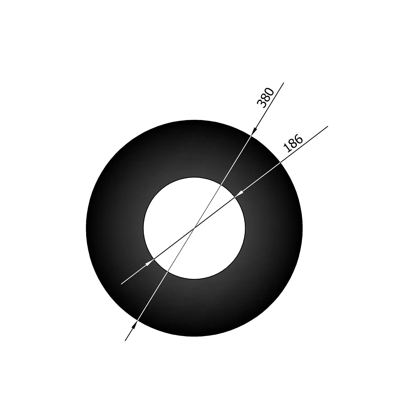 Wandrosette Randbreite 52 mm, schwarz