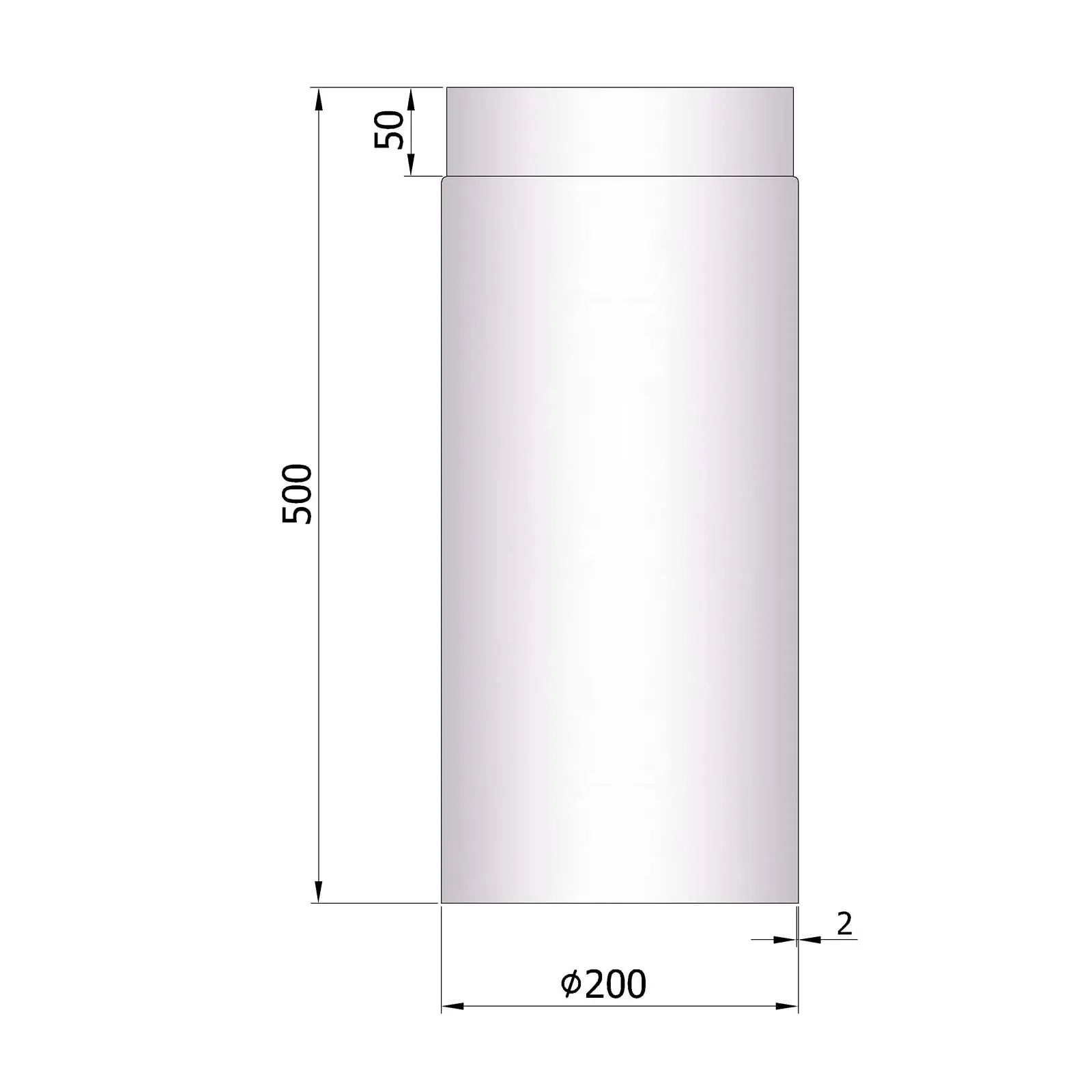 Ofenrohr 1000 mm, 2 mm Stahl, unlackiert