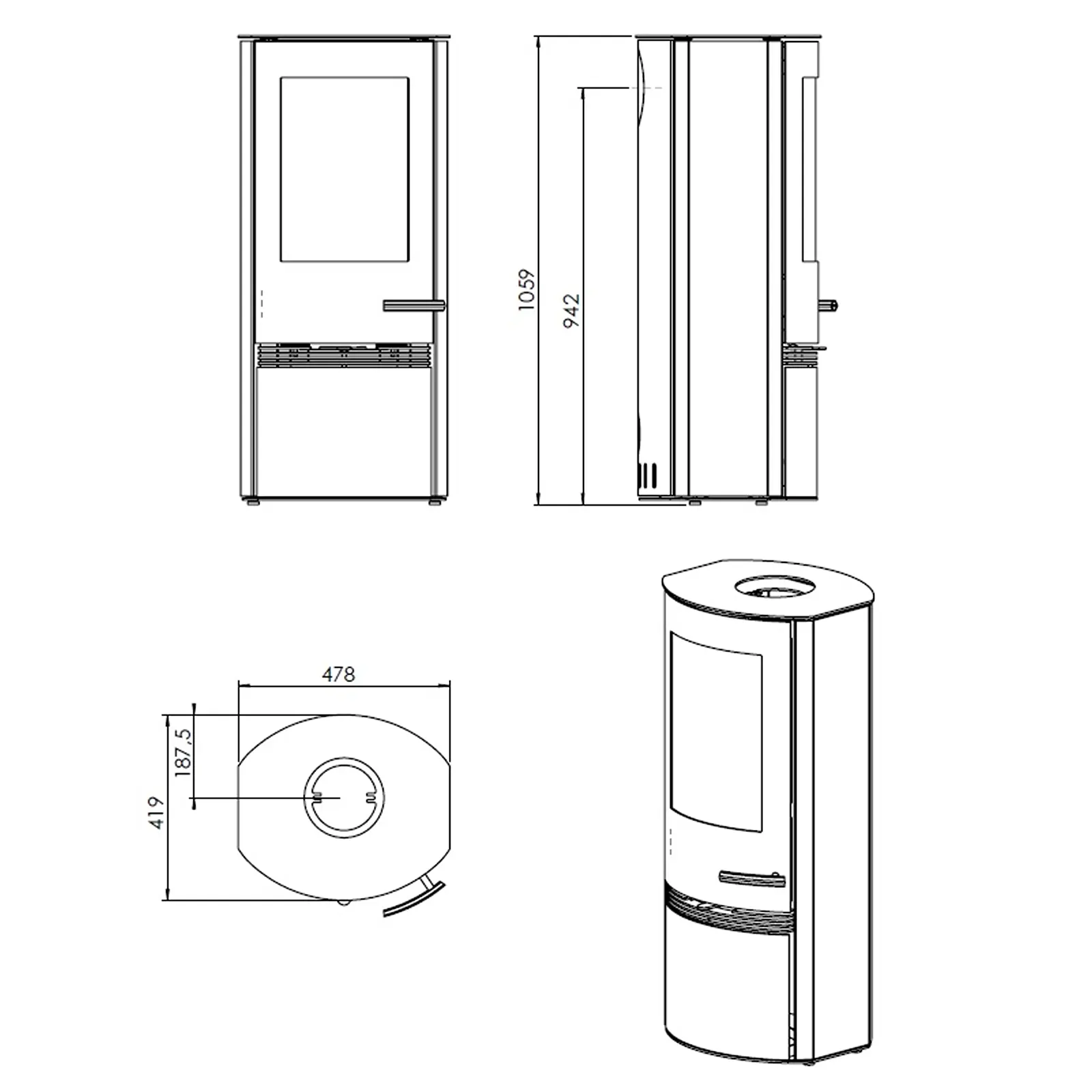 Kaminofen Termatech TT20 schwarz, 5 kW