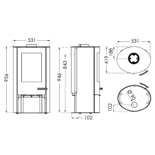 Kaminofen TermaTech TT20 Bazic R, 5 kW